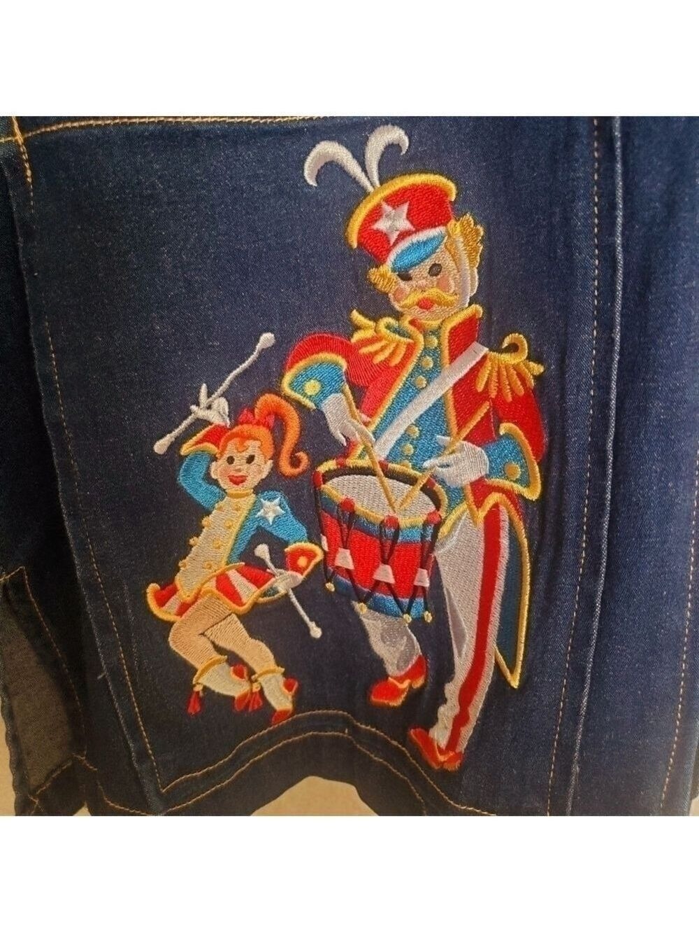 Bob Mackie Jacket Women (M) Marching Band Blue Denim Whimsical Patriotic July 4 - Picture 10 of 16